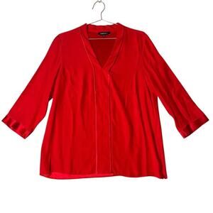 Lafayette 148 blouse Women's Red silk 3/4 Sleeve Size 12